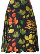 Arthur Arbesser Leaf Print A-line Skirt, Women's, Size: 40, Black, Polyester/spandex/elastane/viscose