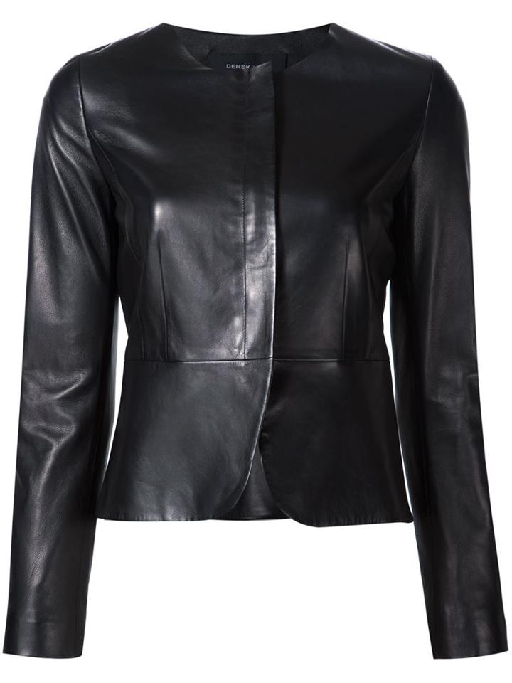 Derek Lam Collarless Fitted Jacket, Women's, Size: 38, Black, Viscose/cotton/lamb Skin