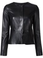 Derek Lam Collarless Fitted Jacket, Women's, Size: 38, Black, Viscose/cotton/lamb Skin
