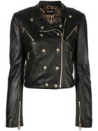 Dolce & Gabbana Zipper Trimmed Biker Jacket - Black