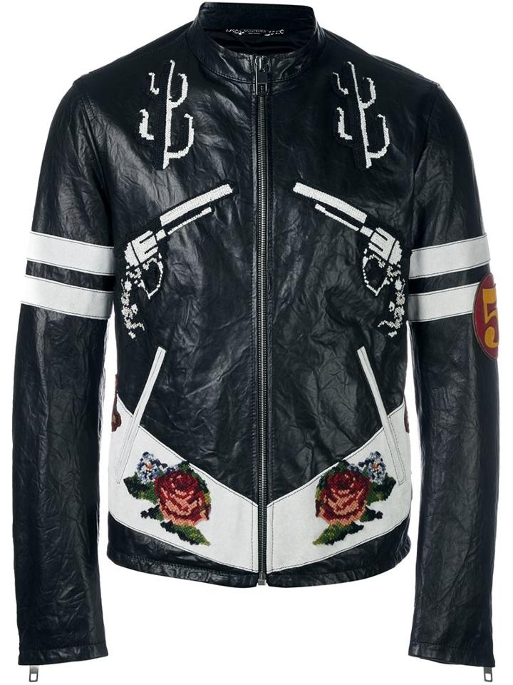 Dolce & Gabbana Western Leather Jacket, Men's, Size: 50, Black, Lamb Skin/calf Leather/silk