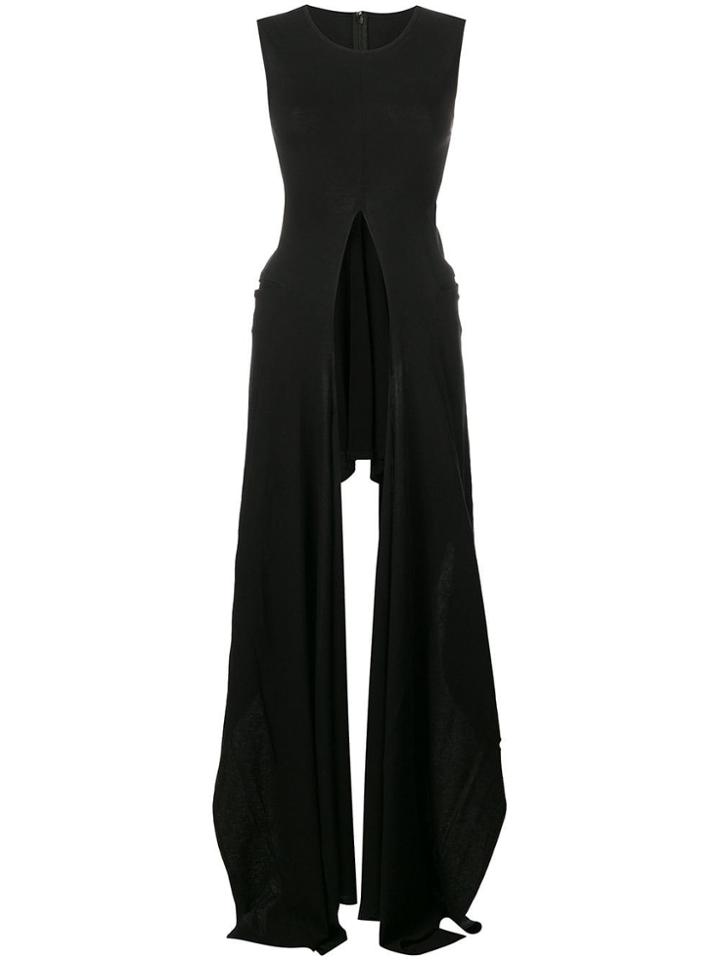 Yohji Yamamoto Draped Long Fitted Top - Black
