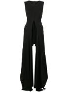 Yohji Yamamoto Draped Long Fitted Top - Black