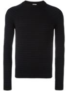 Saint Laurent Striped Crew Neck Jumper, Men's, Size: Small, Black, Wool