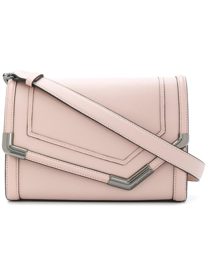 Karl Lagerfeld Rocky Saffiano Shoulder Bag - Pink & Purple