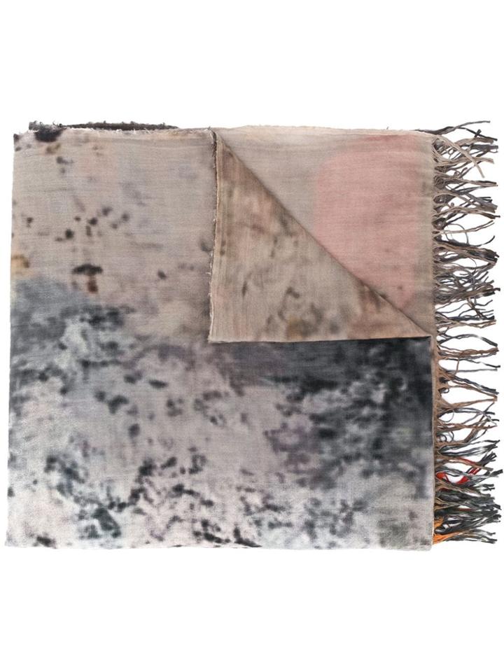 Uma Wang Tie Dye Print Scarf - Grey