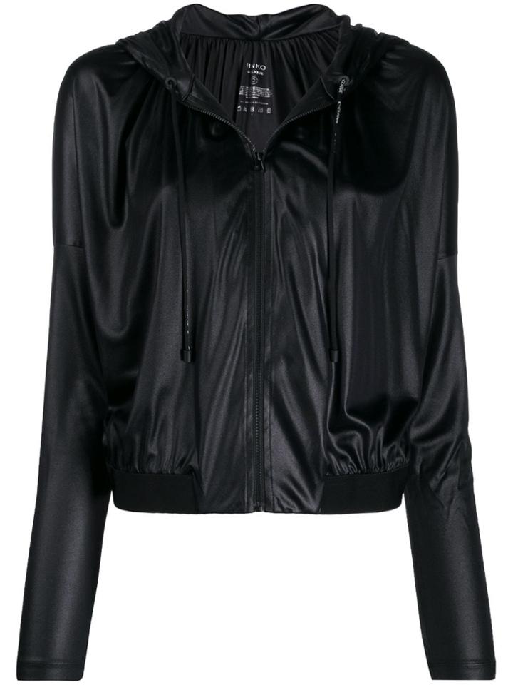 Pinko Drawstring Polished Effect Hoodie - Black