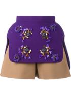 Delpozo Layered Floral Embellished Shorts, Women's, Size: 36, Purple, Acetate/viscose/virgin Wool