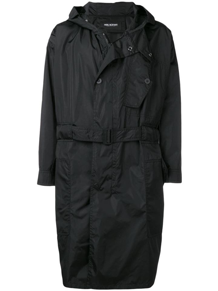 Neil Barrett Hooded Belted Coat - Black
