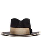 Nick Fouquet Black Domino Ribbon Embellished Straw Hat