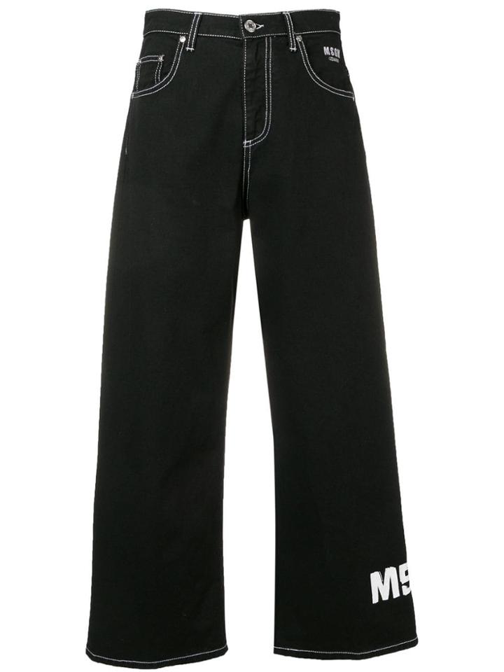 Msgm Side Logo Flared Jeans - Black