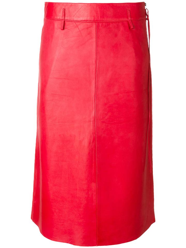 Humanoid Straight Midi Skirt - Red