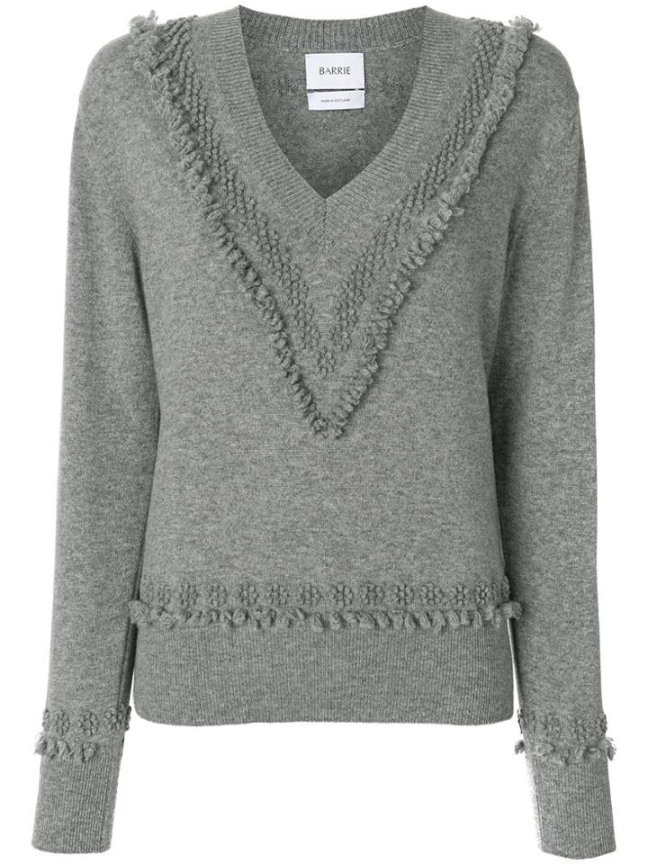 Barrie V-neck Stitch Detail Sweater - Grey