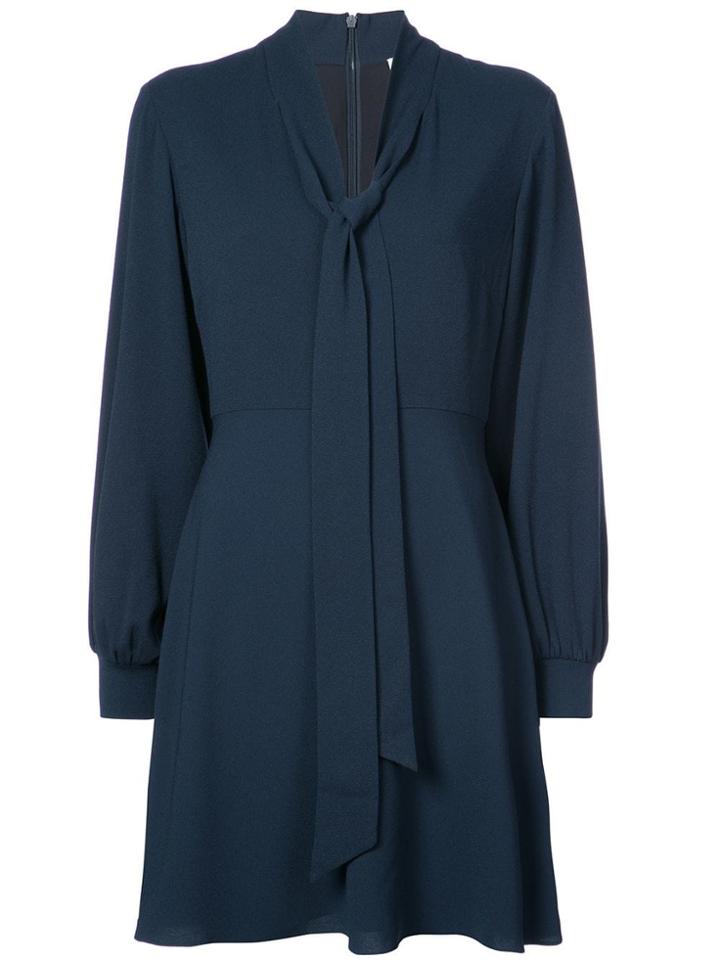 Tibi Savanna Tie Neck Flared Dress - Blue