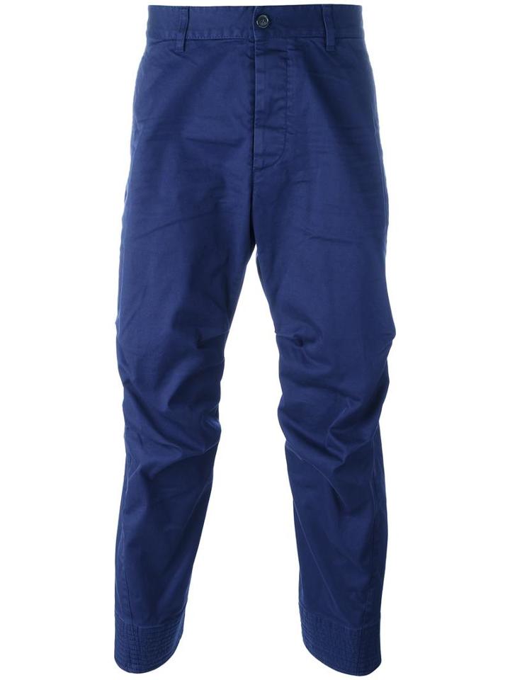 Dsquared2 Cropped Straight Fit Trousers, Men's, Size: 48, Blue, Cotton/spandex/elastane