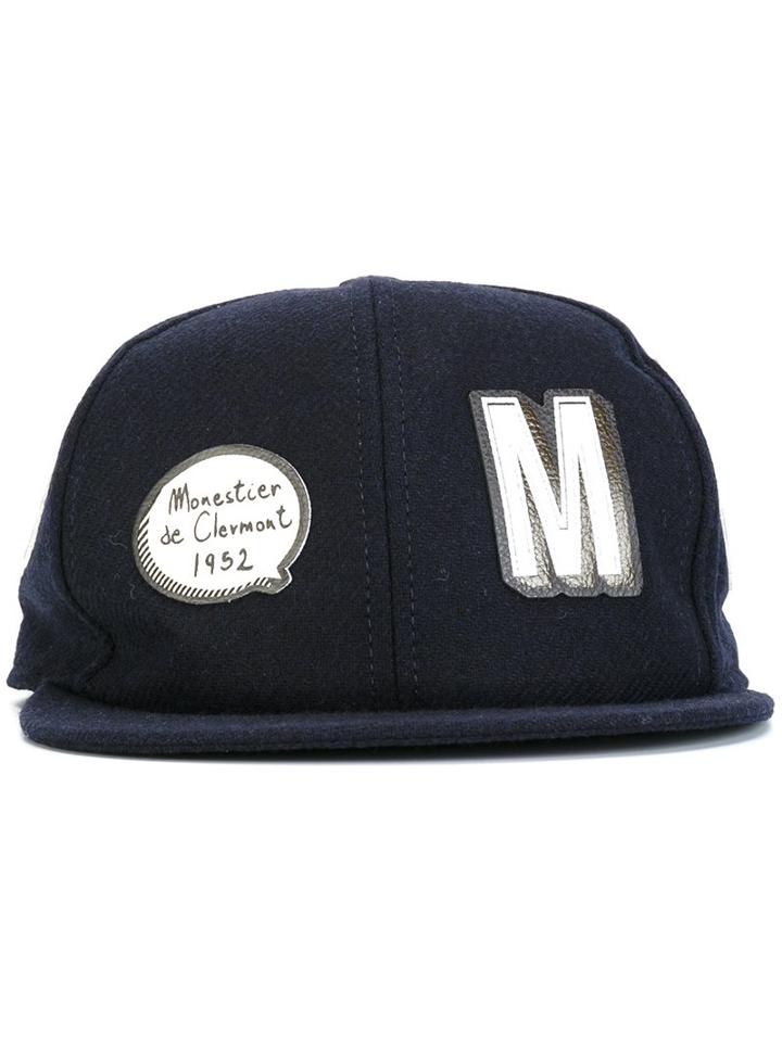 Moncler Stickers Hat, Men's, Size: Medium, Blue, Cotton/polyester/wool