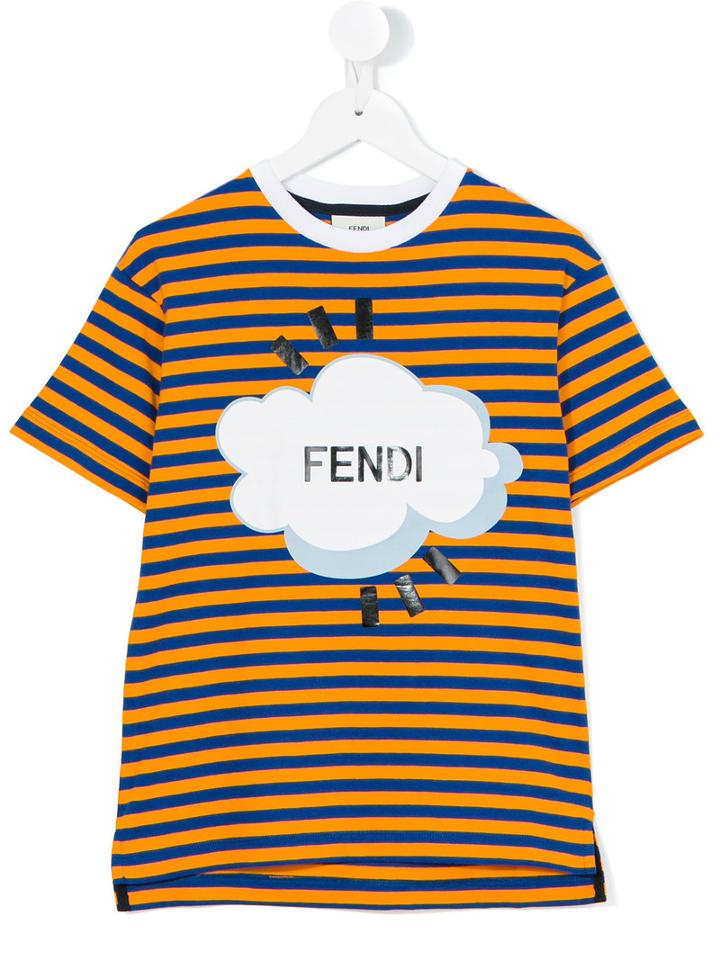 Fendi Kids - Striped T-shirt - Kids - Cotton - 3 Yrs, Blue