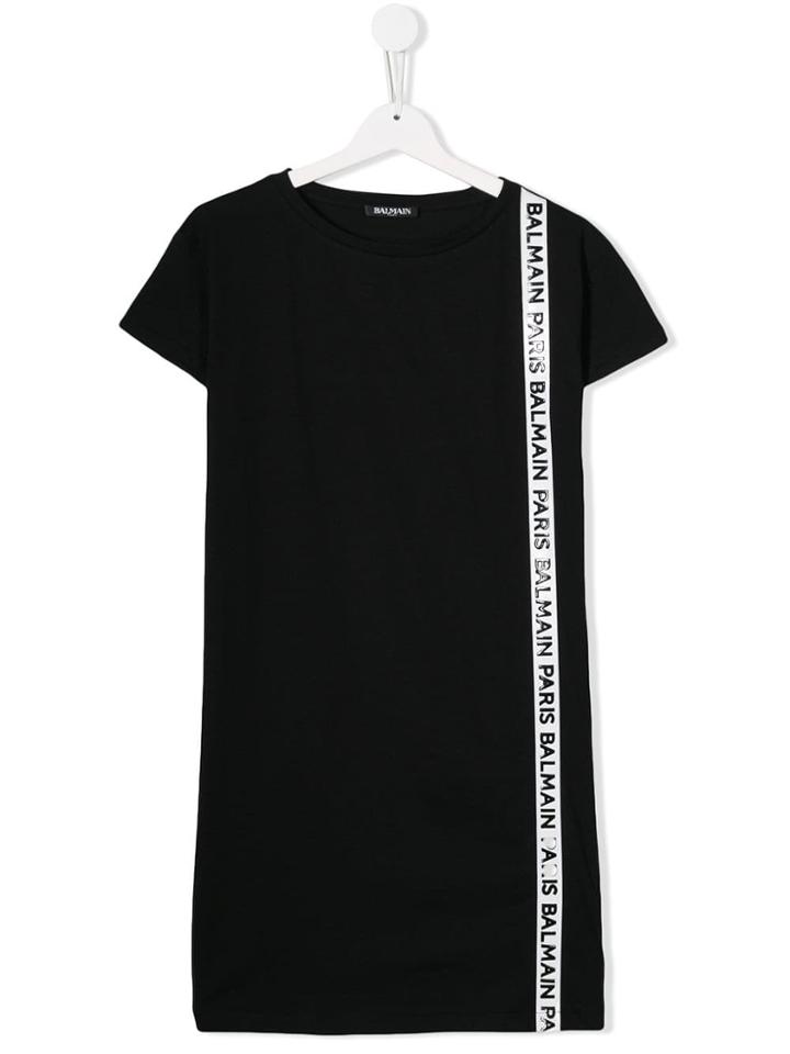 Balmain Kids Teen Logo Tape Dress - Black