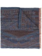 Etro Jacquard Scarf, Men's, Blue, Spandex/elastane/wool