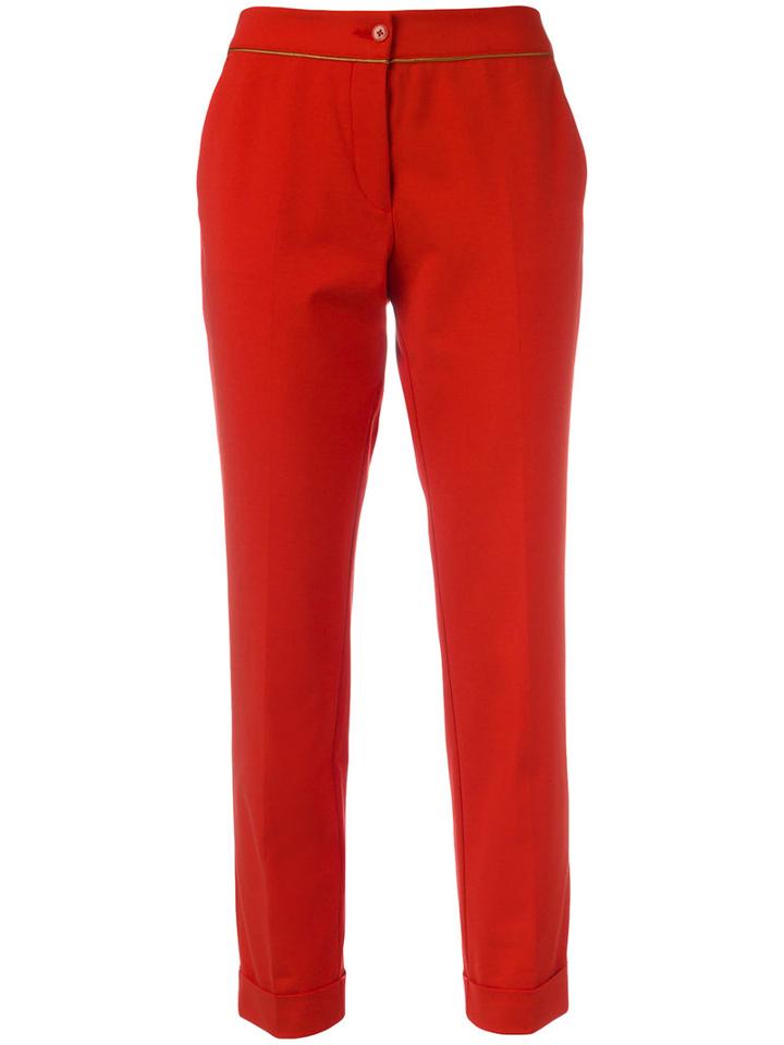 Etro Slim-fit Cropped Trousers, Women's, Size: 42, Red, Cotton/polyamide/spandex/elastane