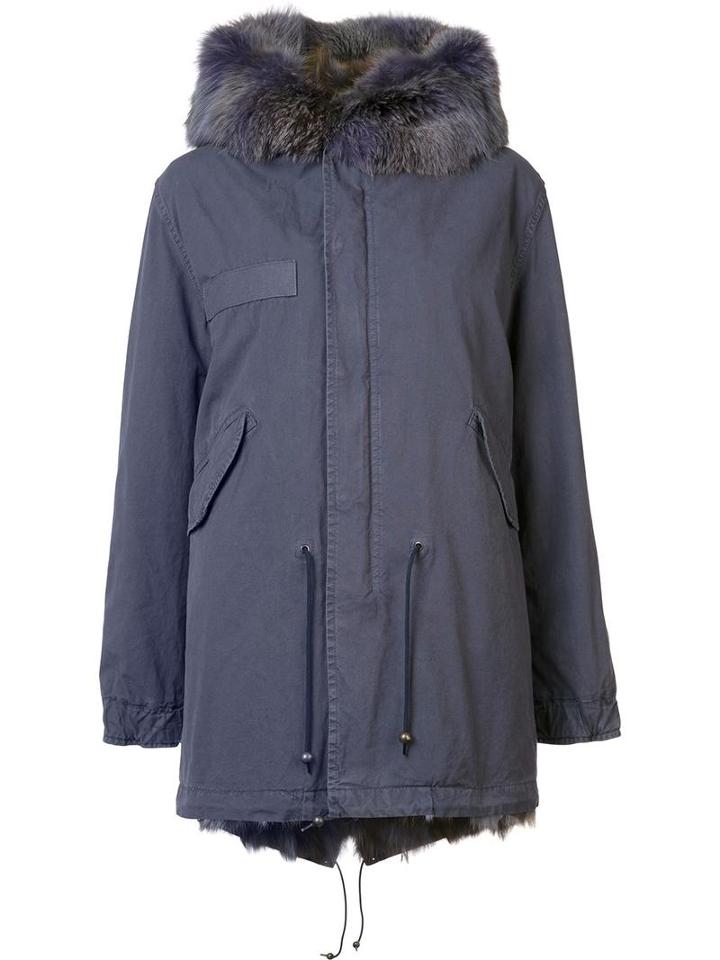 Mr & Mrs Italy Flap Pockets Parka Coat, Women's, Size: Small, Pink/purple, Cotton/fox Fur