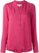 Michael Michael Kors Band Collar Blouse, Women's, Size: Small, Pink/purple, Silk