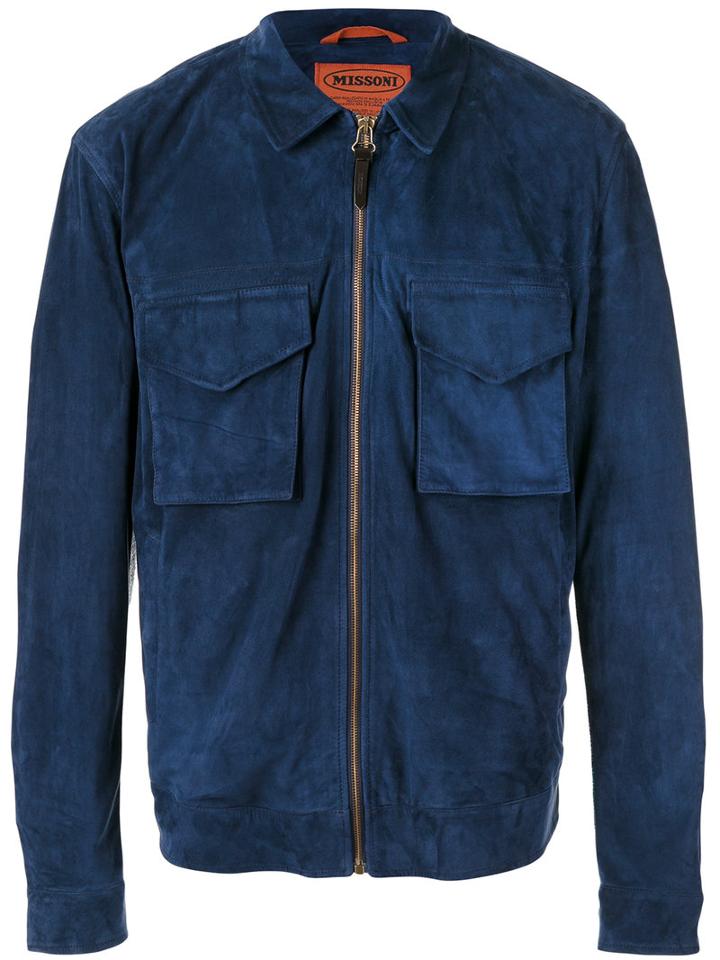 Missoni - Zip-up Jacket - Men - Cotton/linen/flax/lamb Skin/wool - L, Blue, Cotton/linen/flax/lamb Skin/wool