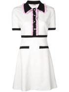 Miu Miu Frill Trim Polo Shirt Dress - White