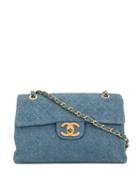 Chanel Pre-owned 1990's Denim Classic Flap Chain Jumbo Bag - Blue