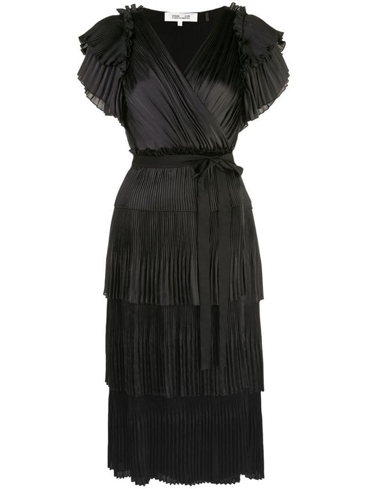Diane Von Furstenberg Sasha Pleated Ruffle Wrap Dress - Black