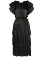 Diane Von Furstenberg Sasha Pleated Ruffle Wrap Dress - Black