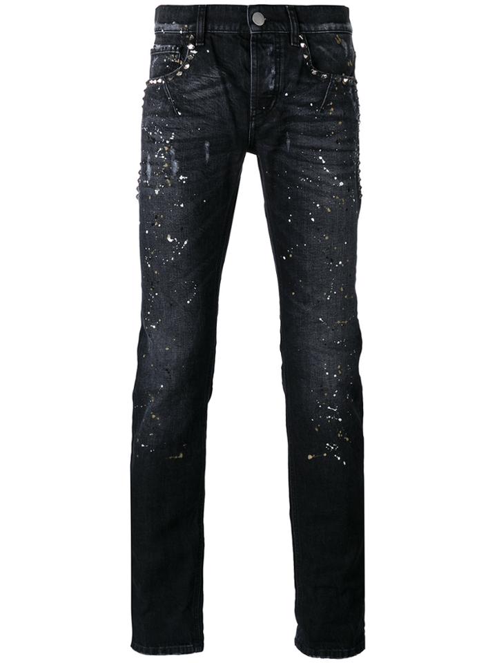 Les Hommes Paint Splash Jeans - Black