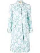 Miu Miu - Floral Print Coat - Women - Polyamide/polyester/spandex/elastane/viscose - 40, Women's, Blue, Polyamide/polyester/spandex/elastane/viscose
