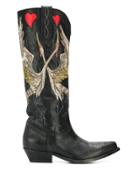 Golden Goose Embroidered Pointed Boots - Black