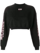Gcds Cropped Graphic Print Sweatshirt - Black