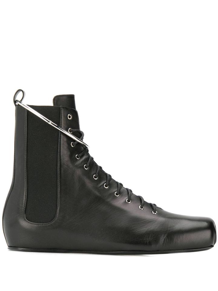 Jil Sander Lace-up Ankle Boots - Black