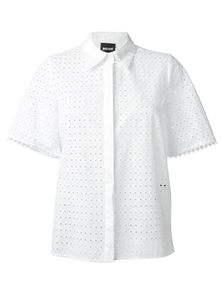 Just Cavalli Broderie Anglaise Shirt, Women's, Size: 42, White, Cotton