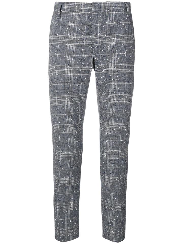 Entre Amis Slim-fit Plaid Trousers - Blue