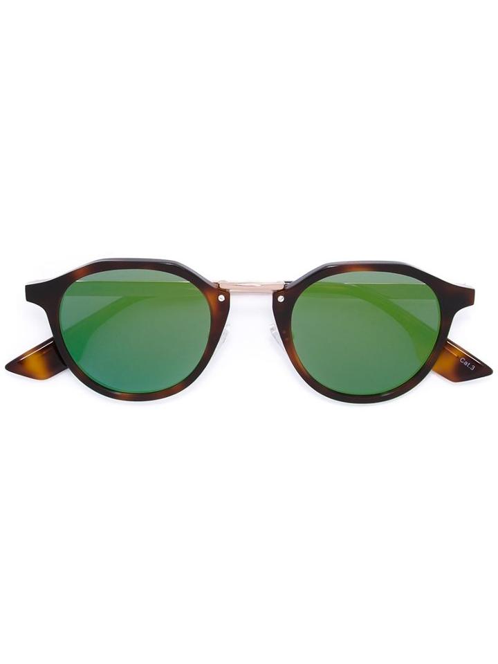 Mcq By Alexander Mcqueen Eyewear - Angular Round Frame Sunglasses - Unisex - Acetate - One Size, Brown, Acetate