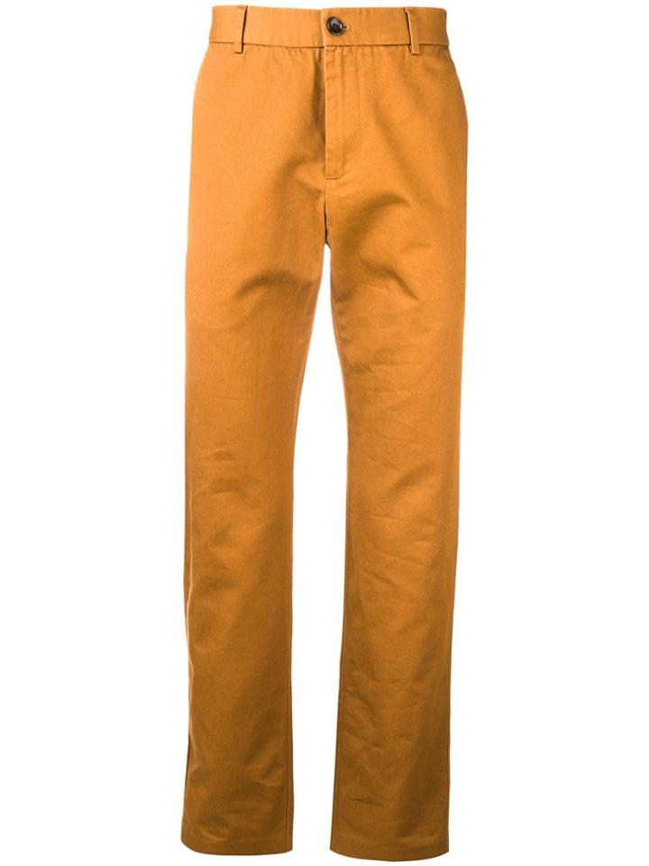 Gucci Logo Embroidered Chino Trousers - Brown