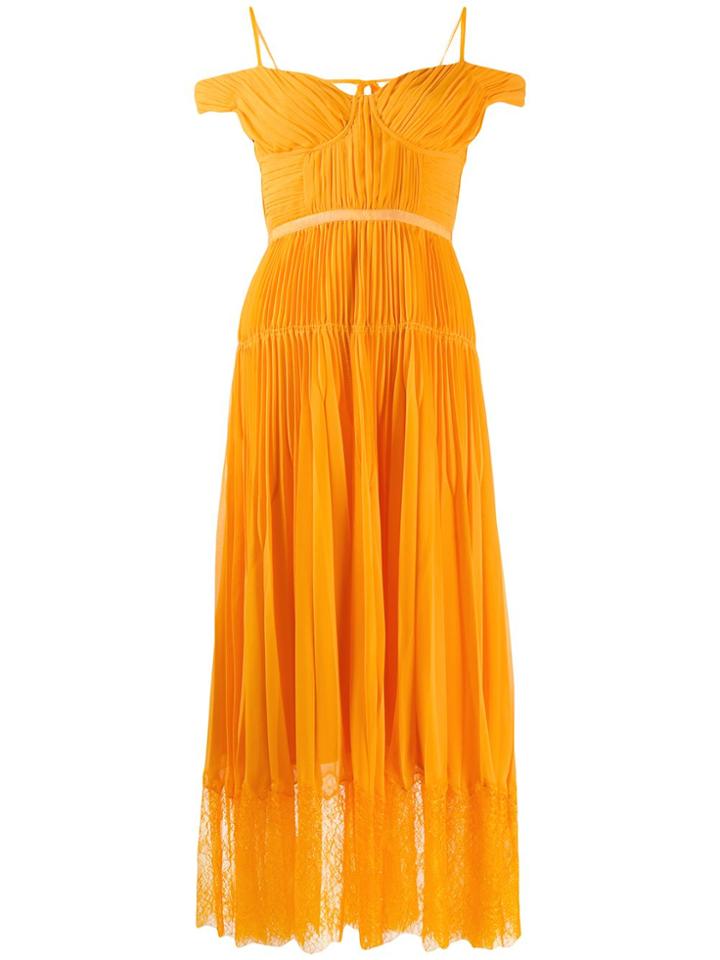 Self-portrait Cold-shoulder Flared Dress - Orange