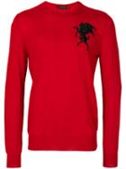 Alexander Mcqueen - Winged Lion Embroidered Jumper - Men - Silk/wool - M, Red, Silk/wool