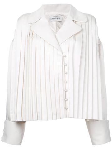 Donnah Mabel - Pleated Trim Jacket - Women - Polyester - 0, Women's, White, Polyester
