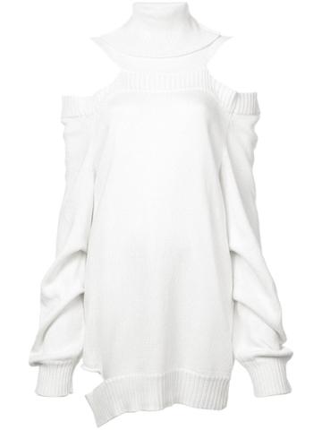 Valery Kovalska Roll Neck Cold Shoulder Sweater - White