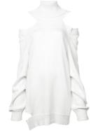 Valery Kovalska Roll Neck Cold Shoulder Sweater - White