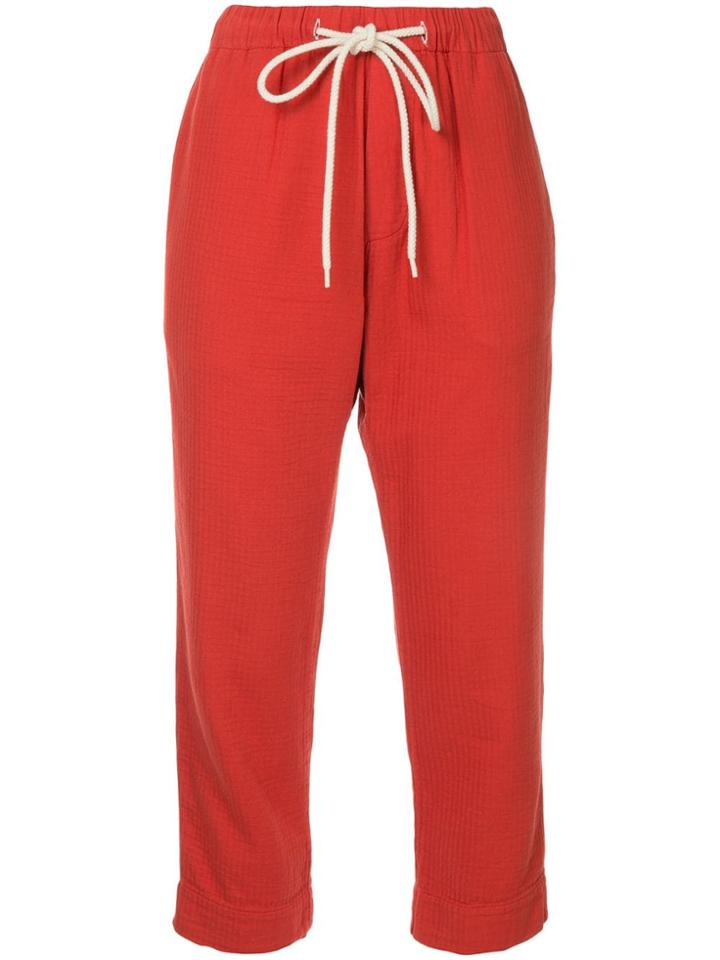Bassike Washed Herringbone Cropped Trousers - Red