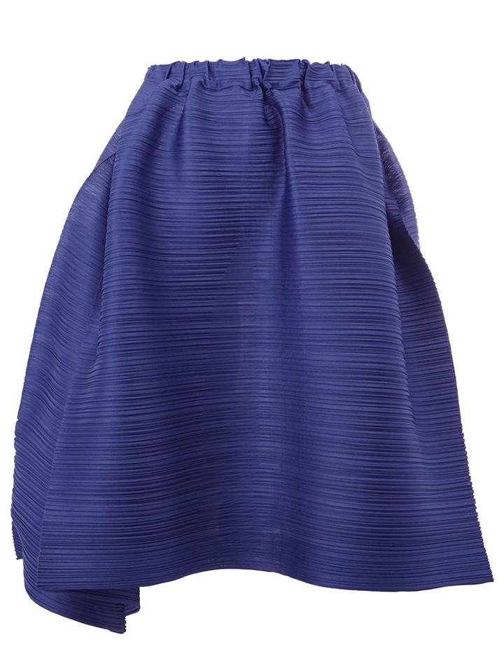 Pleats Please By Issey Miyake Elasticated Waist Pleated Skirt, Women's, Size: 5, Blue, Polyester