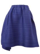 Pleats Please By Issey Miyake Elasticated Waist Pleated Skirt, Women's, Size: 5, Blue, Polyester