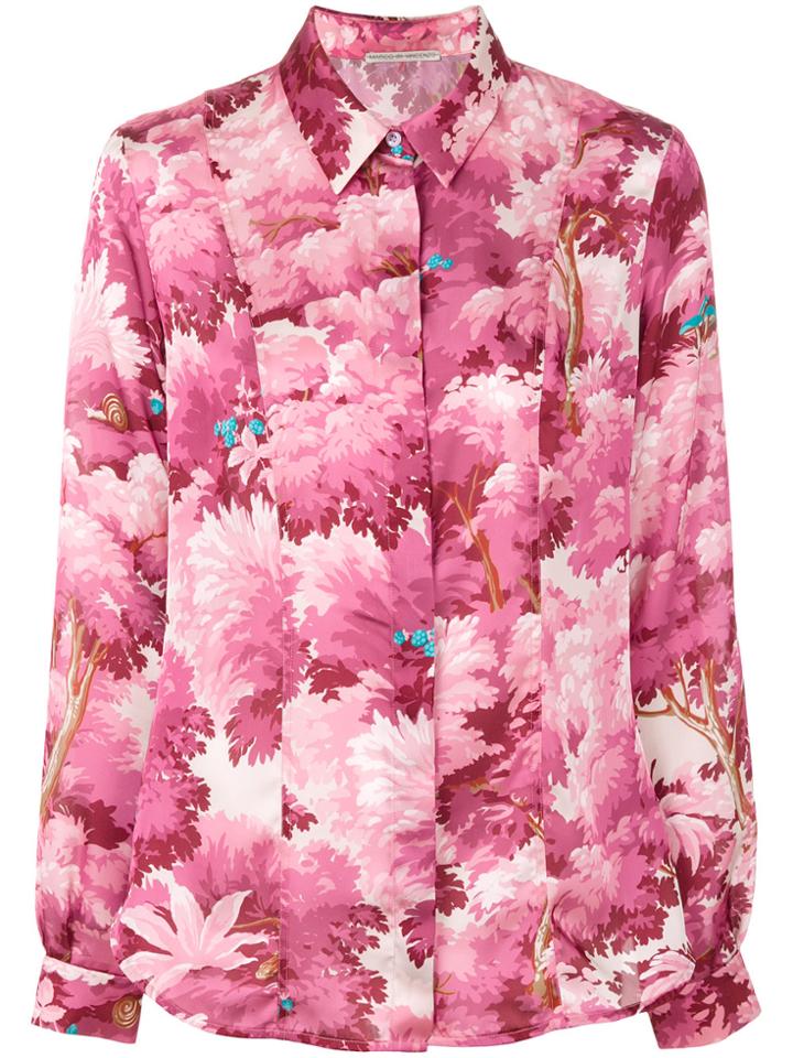 Marco De Vincenzo Tree Print Shirt - Pink & Purple