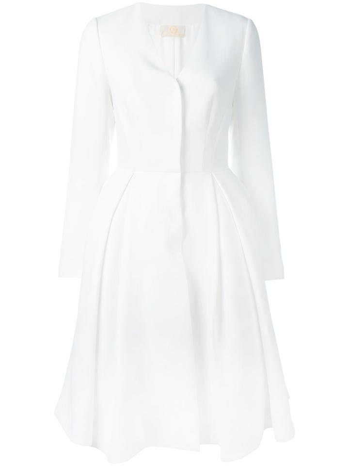 Sara Battaglia Flared Coat - White